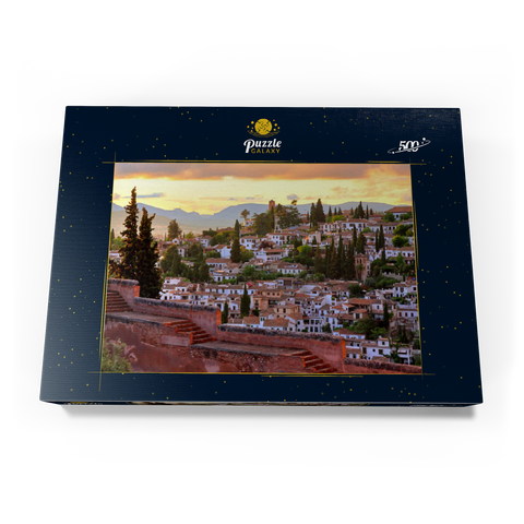 Blick von der Alhambra zum Stadtteil Albaicin, Granada, Andalusien, Spanien 500 Puzzle Schachtel Ansicht3