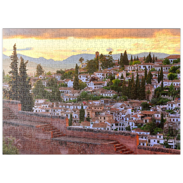 puzzleplate Blick von der Alhambra zum Stadtteil Albaicin, Granada, Andalusien, Spanien 500 Puzzle