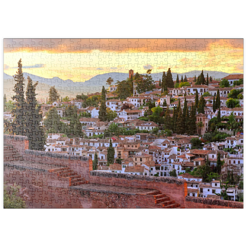 puzzleplate Blick von der Alhambra zum Stadtteil Albaicin, Granada, Andalusien, Spanien 500 Puzzle
