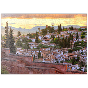 Darstellung des Puzzle Motivs Blick von der Alhambra zum Stadtteil Albaicin, Granada, Andalusien, Spanien - Puzzleteile: 500