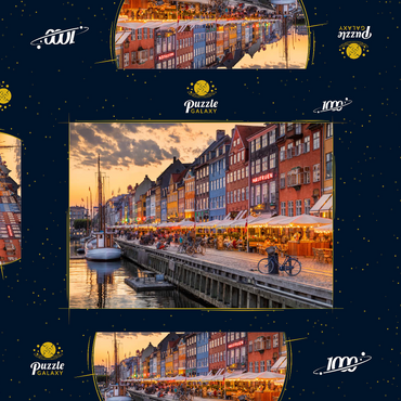 Abendstimmung am Stichkanal Nyhavn im Stadtteil Frederiksstaden 1000 Puzzle Schachtel 3D Modell