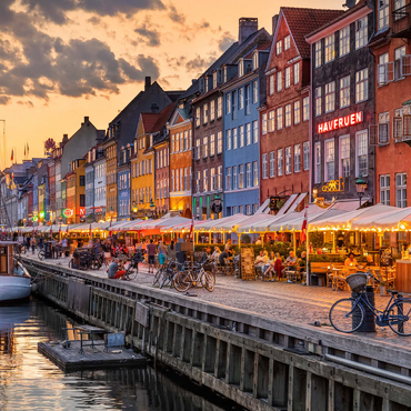 Abendstimmung am Stichkanal Nyhavn im Stadtteil Frederiksstaden 100 Puzzle 3D Modell