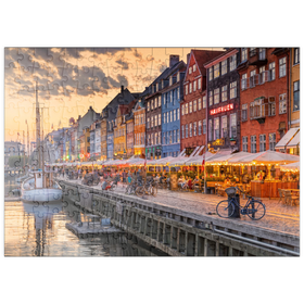 Darstellung des Puzzle-Motivs Abendstimmung am Stichkanal Nyhavn im Stadtteil Frederiksstaden – Puzzleteile: 200