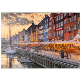 Darstellung des Puzzle-Motivs Abendstimmung am Stichkanal Nyhavn im Stadtteil Frederiksstaden – Puzzleteile: 500