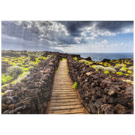 Darstellung des Puzzle-Motivs Weg an der Küste bei Las Puntas, El Golfo, Insel El Hierro, Kanarische Inseln, Spanien – Puzzleteile: 1000