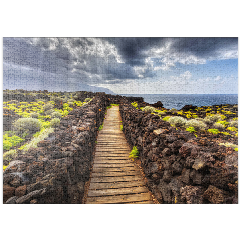 puzzleplate Weg an der Küste bei Las Puntas, El Golfo, Insel El Hierro, Kanarische Inseln, Spanien 1000 Puzzle