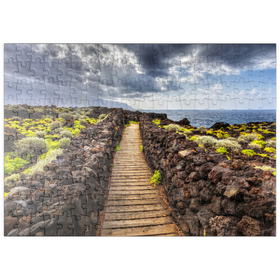 Darstellung des Puzzle-Motivs Weg an der Küste bei Las Puntas, El Golfo, Insel El Hierro, Kanarische Inseln, Spanien – Puzzleteile: 200