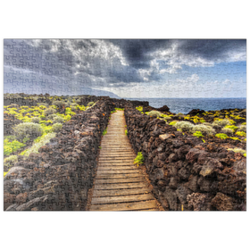 Darstellung des Puzzle-Motivs Weg an der Küste bei Las Puntas, El Golfo, Insel El Hierro, Kanarische Inseln, Spanien – Puzzleteile: 500