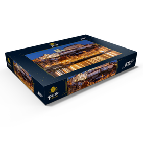 Darstellung des Puzzle Motivs Fluss Douro mit Blick zur Altstadt Ribeira mit der Kathedrale Se von Porto - Puzzleteile: 1000