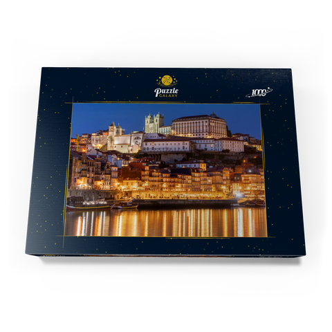 Fluss Douro mit Blick zur Altstadt Ribeira mit der Kathedrale Se von Porto 1000 Puzzle Schachtel Ansicht3