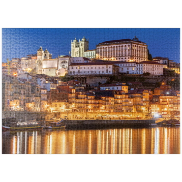 puzzleplate Fluss Douro mit Blick zur Altstadt Ribeira mit der Kathedrale Se von Porto 1000 Puzzle