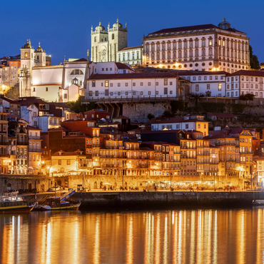 Fluss Douro mit Blick zur Altstadt Ribeira mit der Kathedrale Se von Porto 1000 Puzzle 3D Modell