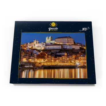 Fluss Douro mit Blick zur Altstadt Ribeira mit der Kathedrale Se von Porto 100 Puzzle Schachtel Ansicht3