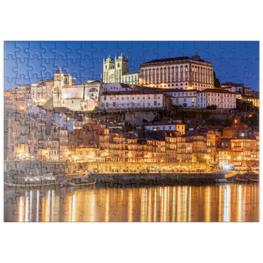 puzzleplate Fluss Douro mit Blick zur Altstadt Ribeira mit der Kathedrale Se von Porto 200 Puzzle