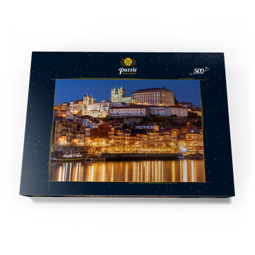 Fluss Douro mit Blick zur Altstadt Ribeira mit der Kathedrale Se von Porto 500 Puzzle Schachtel Ansicht3
