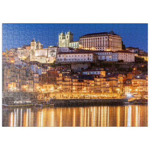 puzzleplate Fluss Douro mit Blick zur Altstadt Ribeira mit der Kathedrale Se von Porto 500 Puzzle