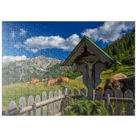 puzzleplate Kreuz an der Fischbachalm (1402m) gegen Soierngruppe, Oberbayern 200 Puzzle