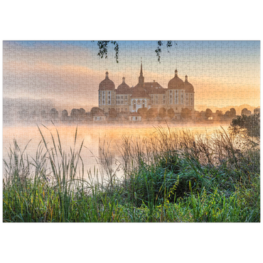 puzzleplate Morgenstimmung am Schlossteich mit dem Barockschloss nahe Dresden 1000 Puzzle