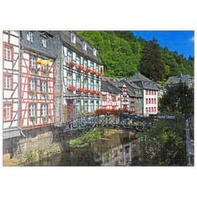 Darstellung des Puzzle Motivs Fachwerkhäuser an der Rur, Monschau - Puzzleteile: 200
