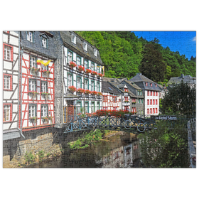 Darstellung des Puzzle Motivs Fachwerkhäuser an der Rur, Monschau - Puzzleteile: 500