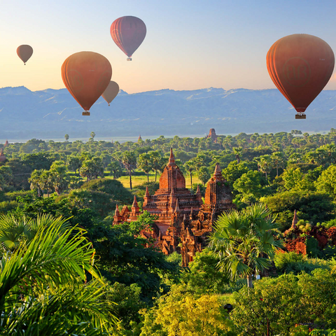 Heißluftballons über der Ebene der Pagoden, Myanmar (Burma) 1000 Puzzle 3D Modell