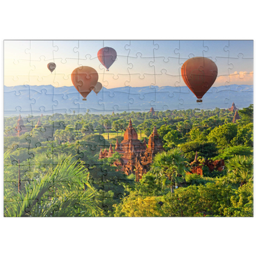 puzzleplate Heißluftballons über der Ebene der Pagoden, Myanmar (Burma) 100 Puzzle