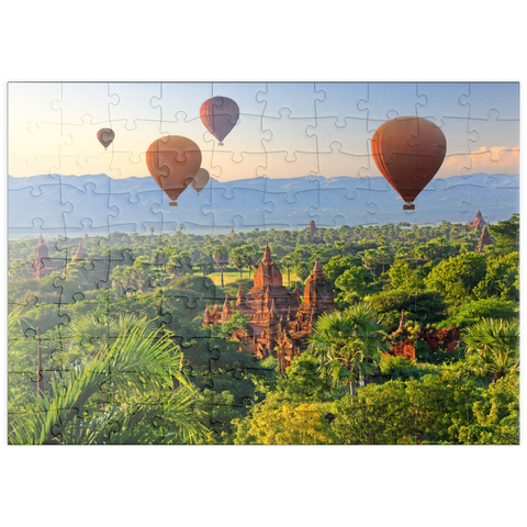 puzzleplate Heißluftballons über der Ebene der Pagoden, Myanmar (Burma) 100 Puzzle