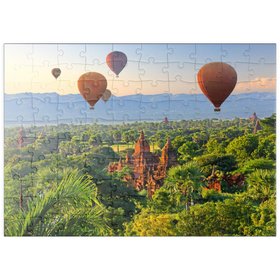 Darstellung des Puzzle Motivs Heißluftballons über der Ebene der Pagoden, Myanmar (Burma) - Puzzleteile: 100