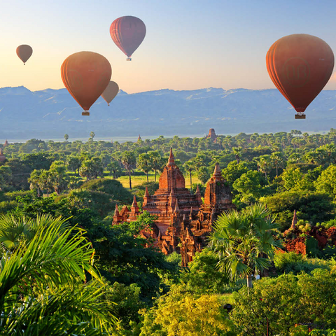 Heißluftballons über der Ebene der Pagoden, Myanmar (Burma) 100 Puzzle 3D Modell