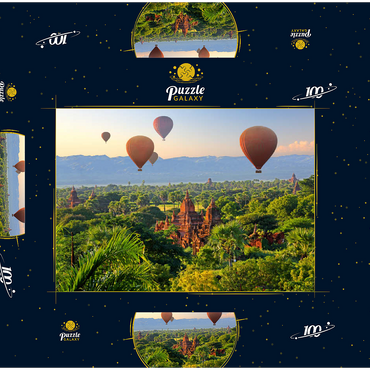 Heißluftballons über der Ebene der Pagoden, Myanmar (Burma) 100 Puzzle Schachtel 3D Modell