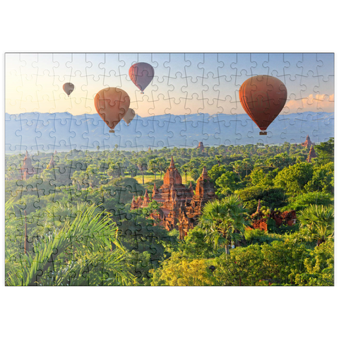 puzzleplate Heißluftballons über der Ebene der Pagoden, Myanmar (Burma) 200 Puzzle