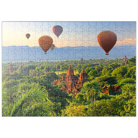 Darstellung des Puzzle Motivs Heißluftballons über der Ebene der Pagoden, Myanmar (Burma) - Puzzleteile: 200