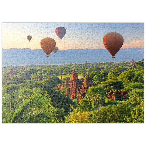 puzzleplate Heißluftballons über der Ebene der Pagoden, Myanmar (Burma) 500 Puzzle