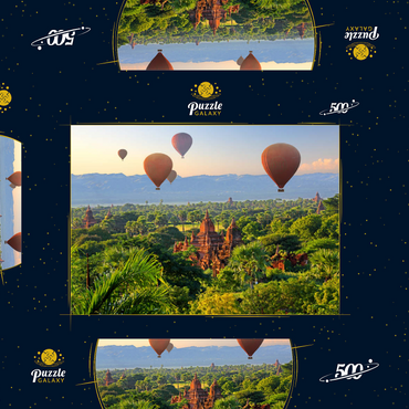 Heißluftballons über der Ebene der Pagoden, Myanmar (Burma) 500 Puzzle Schachtel 3D Modell