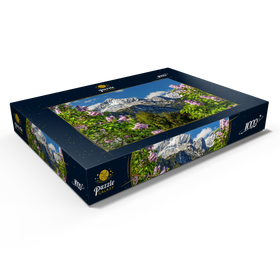 Alternative Darstellung des Puzzle-Motivs Alpspitze mit blühendem Flieder, Garmisch-Partenkirchen, Oberbayern – Puzzleteile: 1000
