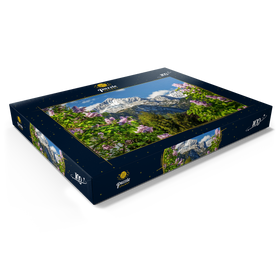 Darstellung des Puzzle Motivs Alpspitze mit blühendem Flieder, Garmisch-Partenkirchen, Oberbayern - Puzzleteile: 100
