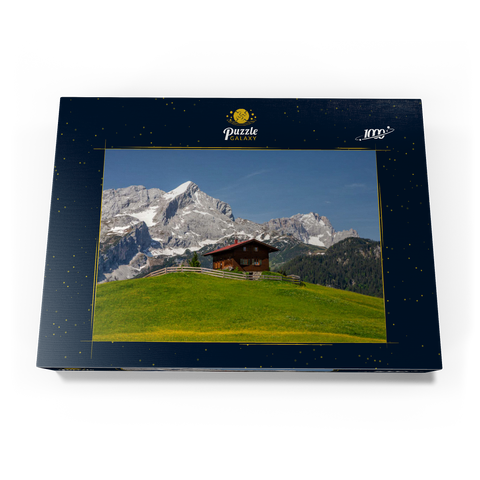 Am Eckbauer (1236m) gegen Alpspitze (2628m) und Zugspitze (2962m), Garmisch-Partenkirchen 1000 Puzzle Schachtel Ansicht3