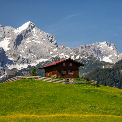 Am Eckbauer (1236m) gegen Alpspitze (2628m) und Zugspitze (2962m), Garmisch-Partenkirchen 1000 Puzzle 3D Modell