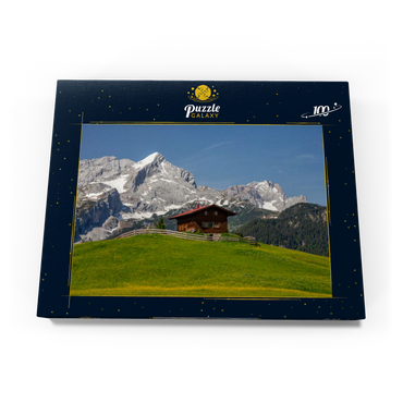 Am Eckbauer (1236m) gegen Alpspitze (2628m) und Zugspitze (2962m), Garmisch-Partenkirchen 100 Puzzle Schachtel Ansicht3
