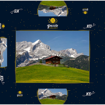 Am Eckbauer (1236m) gegen Alpspitze (2628m) und Zugspitze (2962m), Garmisch-Partenkirchen 100 Puzzle Schachtel 3D Modell
