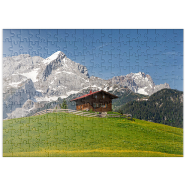 puzzleplate Am Eckbauer (1236m) gegen Alpspitze (2628m) und Zugspitze (2962m), Garmisch-Partenkirchen 200 Puzzle