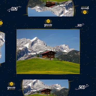 Am Eckbauer (1236m) gegen Alpspitze (2628m) und Zugspitze (2962m), Garmisch-Partenkirchen 500 Puzzle Schachtel 3D Modell