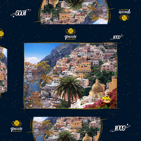 Blick auf den Strand und Ort Positano, Halbinsel von Sorrent, Italien 1000 Puzzle Schachtel 3D Modell