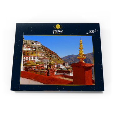 Blick zum Ganden Kloster am Berg Drog Riboche bei Tagtse Dzong 100 Puzzle Schachtel Ansicht3