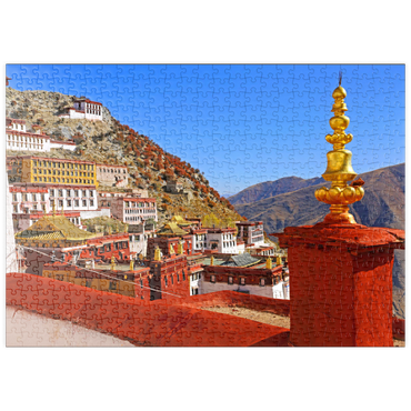 puzzleplate Blick zum Ganden Kloster am Berg Drog Riboche bei Tagtse Dzong 500 Puzzle
