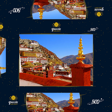 Blick zum Ganden Kloster am Berg Drog Riboche bei Tagtse Dzong 500 Puzzle Schachtel 3D Modell