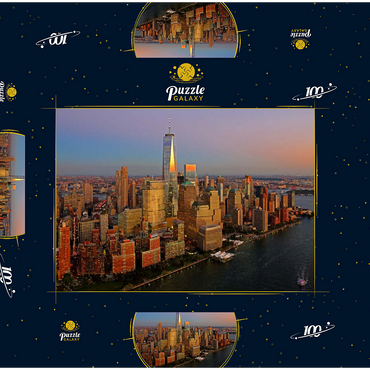 Blick zum One World Trade Center, Manhattan, USA 100 Puzzle Schachtel 3D Modell