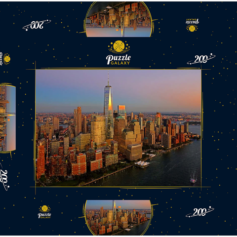Blick zum One World Trade Center, Manhattan, USA 200 Puzzle Schachtel 3D Modell