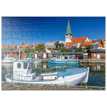 puzzleplate Fischerhafen mit der Sankt Nikolai Kirke 100 Puzzle