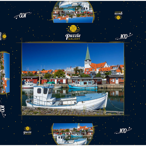 Fischerhafen mit der Sankt Nikolai Kirke 100 Puzzle Schachtel 3D Modell